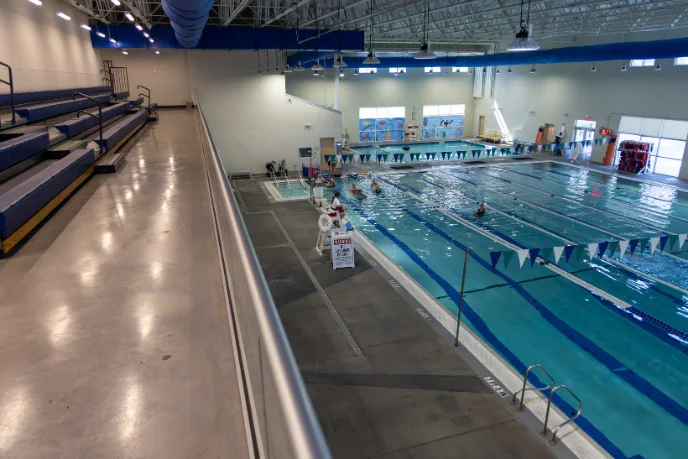 The indoor 8-lane lap pool at Fit-N-Wise